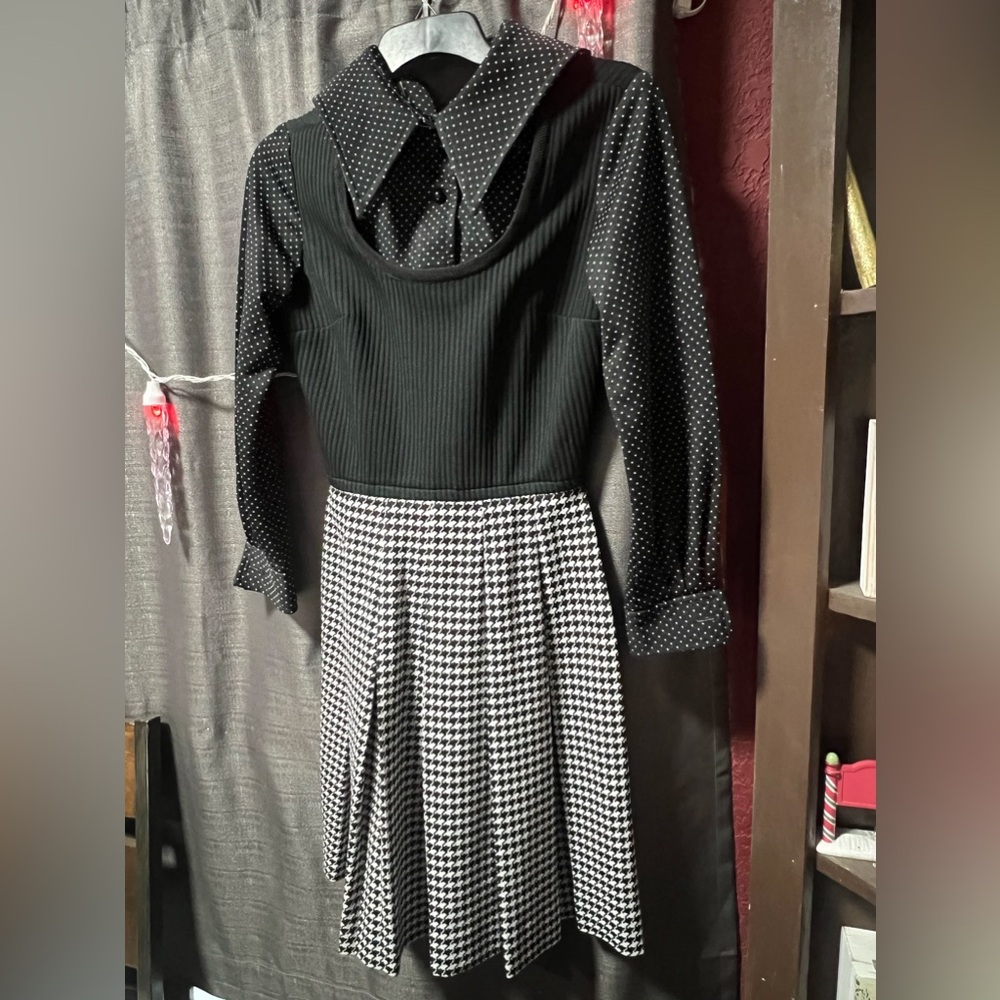 Vintage Howard Wolfe Dress Polka Dot Houndstooth